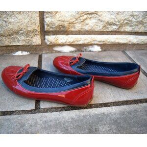 Land's End Patent Red Waterproof Loafers, Size 6
